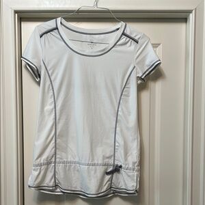 Athleta White Gray Short Sleeve small Tee Wick It  tunic long torso reflective